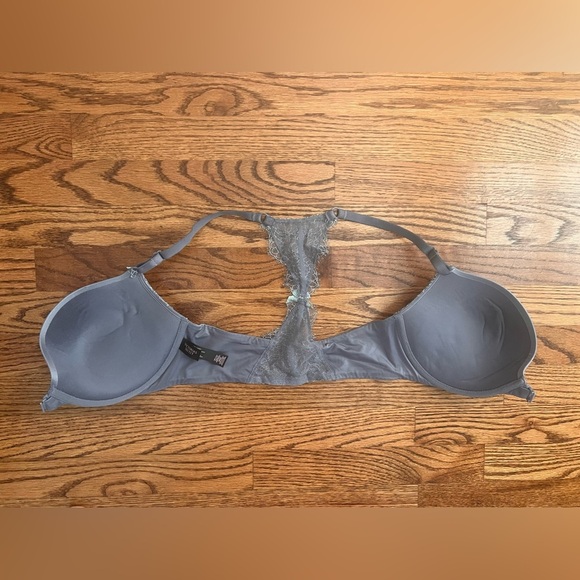Victoria’s Secret Very Sexy 34DD Gray Lace Racerback Push Up Bra Front Closure - Picture 5 of 7